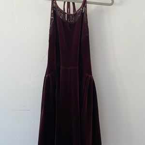 Burgundy velvet Free People mini dress